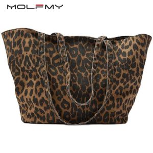 Large Capcity Leopard Printing Canvas Handbag For Women Shoulder Bag Female Fashion Luxury Designer Shopping Casual Tote Bag 240106