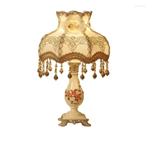 Table Lamps Bedroom Bedside Lamp European Cloth Vintage Wedding Light