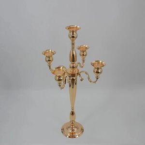 Świece 5-ramionowe metalowe złoto Candelabras Crystal Candlesticks na ślubne imprezy centralne