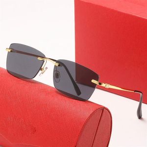 Diamant-Sonnenbrille Designer Damen Herren rahmenlos quadratisch Gold Silber Metall Sonnenbrille Brille HD-Rahmen Marke Mode Sport Damen me271o