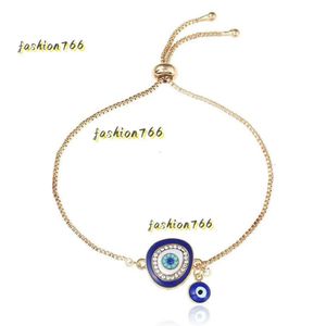 Bangle Bangle 2024 Low Price Good Luck Hamsa Hand Charm Blue Bracelet Jewelry Turkey women Fatima Hand Handmade Gold Color Chain For Woma