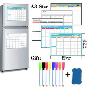 A3 Size Magnetic Refrigerator Monthly Weekly Planner Calendar Table Whiteboard Schedules Fridge Sticker Message Board 240105