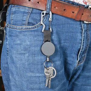 Keychains Keychain Dractable Elastic Wire Rope Camping Outdoor Camp Anti-Lost Burglar Portable Elements