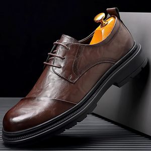 Herrkvalitetsplattform Men avslappnad High Oxford Brand Lace Up Dress Loafers Moccasins Office Shoes 240106 2848 'S 936 601