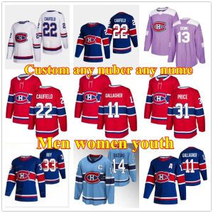 Canadiens 2022-23 Maglie da hockey retrò inversa Montreals Sean Monahan Juraj Slafkovsky Nick Suzuki Xhekaj Cole Caufield Brendan Gallagher An