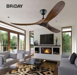 Electric Fans 56 60 Inch DC Ceiling Fan Industrial Vintage Wooden Ventilator With No Light Remete Control Decorative Blower Wood R6599202