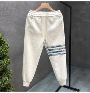 Men's Pants ZHIO Fashion Pattern Striped Ankle-Tied Casual 2024 Autumn Cotton Slim-Fitting Track Trousers