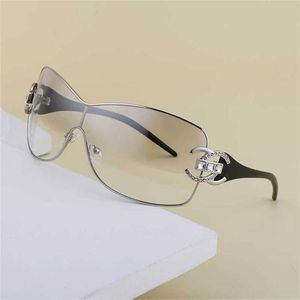 18% OFF Wholesale of sunglasses New Diamond Mounted Windproof Fashion Y2K Large Frame One Piece Sunglasses for Women's