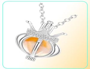 925 Sterling Silver Water Drop Crown Pendant Necklace Cage Hollowed Cone Ball Essential Oil Aromatherapy Pearl Locket Jewelry Gift6559754