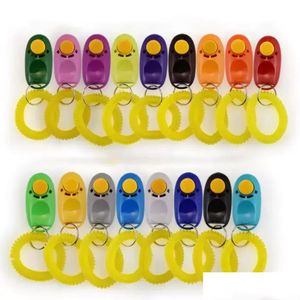 Dog Training & Obedience Pet Cat Dog Training Clicker Plastic New Dogs Click Trainer Transparent Clickers With Bracele Wholesale Drop Dhkpj