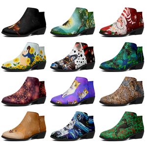 Customized shoes Fashion Boots star lovers diy Boots Retro casual shoes Christmas women Boots outdoor sneaker red black yellow big size eur 35-46