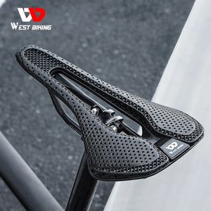 West Biking Carbon 3D Printed Bike Saddle Ultralight Bike Saddle男性向けの通気性女性トライアスロンロードMTBマウンテンバイクシート240105