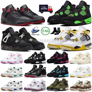 4S 4 Basketbollskor Jump Man Sports Pine Green Seafoam Doernbecher Red Pink Thunder Vivid Sulphur Bred Sail Balck Cat Men Womne Oreo Sneakers Trainers