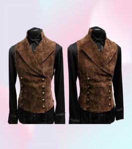 Suede Mens Suit Vest Slim Fit Leisure Male Gentleman Waistcoat för bröllop ärmlös Formell affärsverksamhet Double Breasted Jacket 201107596420