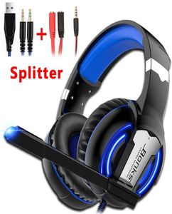 Gaming Headset Gamer hörlurar Game Earphones Wired Deep Bass Stereo Casque med mikrofon för PS4 Ny Xbox One Laptop Tablet1899032