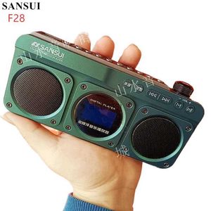 Taşınabilir Hoparlörler Sansui F28 Mini Yaşlı FM Radyo Açık Kablosuz Bluetooth Hoparlörler MP3 Walkman Hi-Fi Ses Kalitesi LED Saat Şarkı Sözleri TF YQ240106