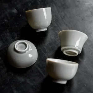 Conjuntos de chá estilo japonês cerâmica xícara de chá gelo cinza esmalte gradiente cor teacup porcelana conjunto pequena tigela para casa