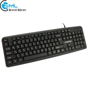 Teclado russo com fio para computador, padrão inglês, 104 teclas, impressão uv, design ergonômico para desktop, 6798315