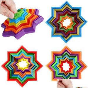 Andra festliga festförsörjningar 3D Magic Octagonal Star Rotating Toys Christmas Birthday Kids Presents Carrot Tower Relief Puzzle Toy Dr DHPYT