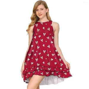 Casual Dresses 2024 Summer Fashion -selling Women's Round Neck Sleeveless Love Wind Ruffled Pocket Loose Dress