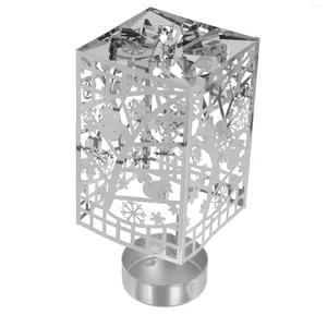 Castiçais giratórios titular natal flocos de neve castiçal tealight metal quadrado romântico para o feriado ano festa presentes de casamento