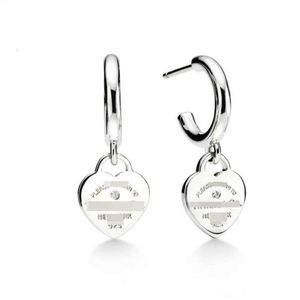 Pendientes con colgante de marca de diamantes y corazón de plata S925, pendientes versátiles de moda de precisión para mujer PHO5