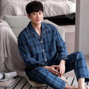 Men's Sleepwear Set Male Warm Cotton Quilted Thicken Comfortable Men Pijama Air Pyjama For Plaid Winter Homme Pajamas Soft Autumn Buttons