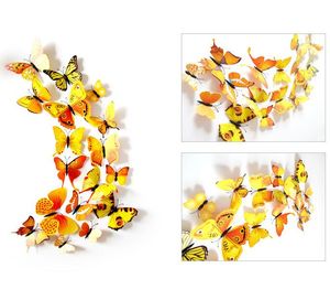 12 pçs 3d borboleta adesivo de parede pvc simulação estereoscópico borboleta mural adesivo ímã geladeira arte decalque quarto criança decoração casa