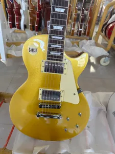 Standard electric guitar, gold top, Brown back, bright light, silver pickup, stock, fast delivery