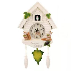 European Resin Quartz Cuckoo Wall Clock Bird Time Bell Swing Alarm Watch Decor 240106