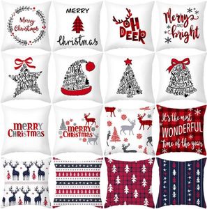 45x45cm Christmas Pillow Case Santa Claus Snowflake Printed Cushion Covers Home Pillow Cover Xmas New Year Sofa Decoration Party S1684251