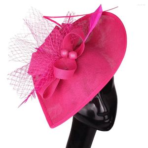 Beralar Pembe Ladies Chapeau Caps Kadınlar Kenducky Fascinators Headwear Head Bands Tüyler Saç Aksesuarları