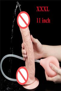 11Inch realistiska sprutande ejakulerande dildo med lavemangsbulb Big Anal Rem på enorm sugkoppdildo sexleksaker för kvinnor2492689