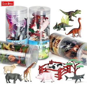 Oozdec Miniature Animals Playset Brinquedo Figurin Wild Sealife Farm Dinosaur Model Action Figurer Zoo Söt Utbildning Kids Toy 240106