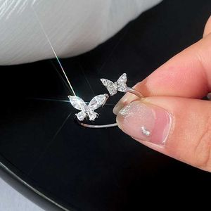 Anelli di banda Shiny Crine Crystal Butterfly Zircone Rings for Women Girls Korean Minimalist Wedding Ring Anello a colori argento Jewelryl240105