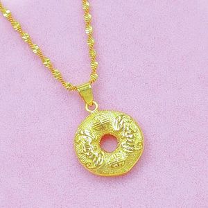 Pendant Necklaces Vietnam Sargent Peace Auspicious Buckle Necklace Women Gold-plated Gold Long Lasting Color Sweater Chain Strap Fashion