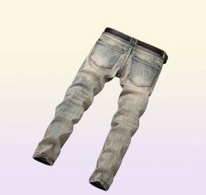 Mens Designer Jeans nödställda rippade cyklist Slim Fit Motorcykel denim för mäns mode stretch fold pants9759164