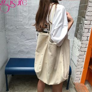 Gusure Mulheres Lona Grande Capacidade Saco de Compras Feminino Pano de Algodão Casual Bolsa de Ombro Eco Bolsa Tote Reutilizável Shopper Bags 240106