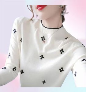 Women039s tröjor Oneck Solid Pullovers Bottom Shirt Knitwear Långärmad Casual Spring Basic Pull Femme Sweater7654330