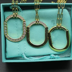 designer halsband för kvinnor mode klassiska lås halsband charm u form diamanter s925 rosguld silver valentiner engagemang designer smycken gåva med låda