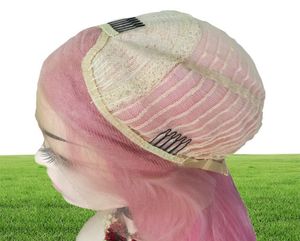 Parrucche anteriori in pizzo pieno rosa riccio profondo di qualità 10a perruque parrucche di capelli umani di simulazione della linea sottile naturale trasparente per le donne6670584
