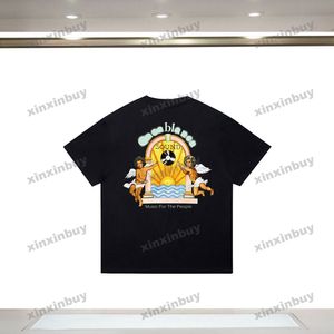 Xinxinbuy 2024 homens designer camiseta camiseta som carta impressão amantes tripulação pescoço manga curta algodão feminino preto S-2XL