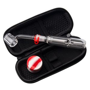 Healthy Cigarette NC007 Hookah Smoking Pipes Bag Set 10mm Titanium Quartz Ceramic Nail Clip Dabber Tool Silicon Jar Oil Rigs Ash Catcher Glass Water Bongs