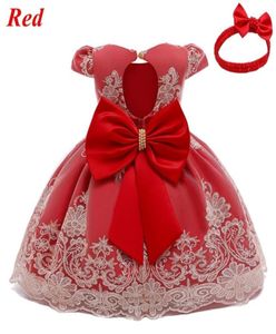 Bebê recém-nascido meninas vestido vermelho feliz natal criança crianças 1 2 anos festa de aniversário renda princesa traje infantil roupas de ano novo q4863306