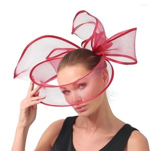 Berets Lady Fascinators Crinoline Headband With Hair Clip Pillbox Hat Cocktail Tea Party Nice Headwear Veil And Feather For Women