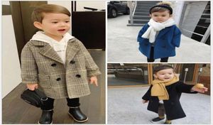 Spring Autumn Baby Boys Woolen Jackets Coats Long Style Handsome Boy Plaid Outwear Kids Clothes Children Jacket7372811