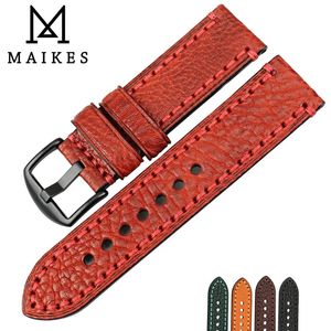 Maikes Fashion Red Watch Accessories Leather Strap 20 22 24 26mm Watchband Armband för band 240106
