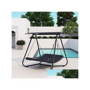 Hammocks Us Stock 3-5 Days Delivery Outdoor Swing Hammock Bed With Canopy Textilene Cushion For Patio Backyard Garden Porch Hw-004Bk-B Dhmvq