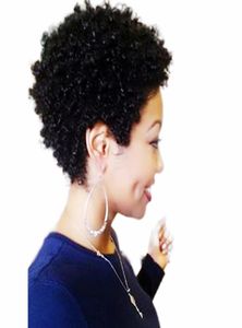 Parrucca Laceshort a macchina piena afro-americana con taglio pixie Parrucche anteriori in pizzo per capelli umani non trattati Parrucche afro brasiliane Donne nere con 6031301