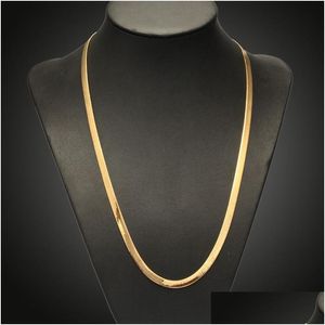 Kolye Kolyeleri 18K Gerçek Altın Kaplama Kolye Damga Erkek Mücevherleri Toptan Modaya Modeli Tıknaz Yılan Zinciri 18-28 Damla Teslimat Pendan Dhrtw